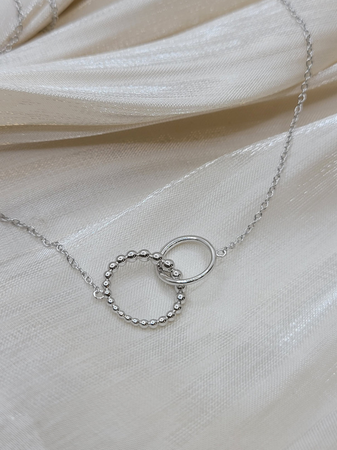 17.5" "Gabriel & Co." Sterling Silver Bujukan Beaded Double Circle Necklace