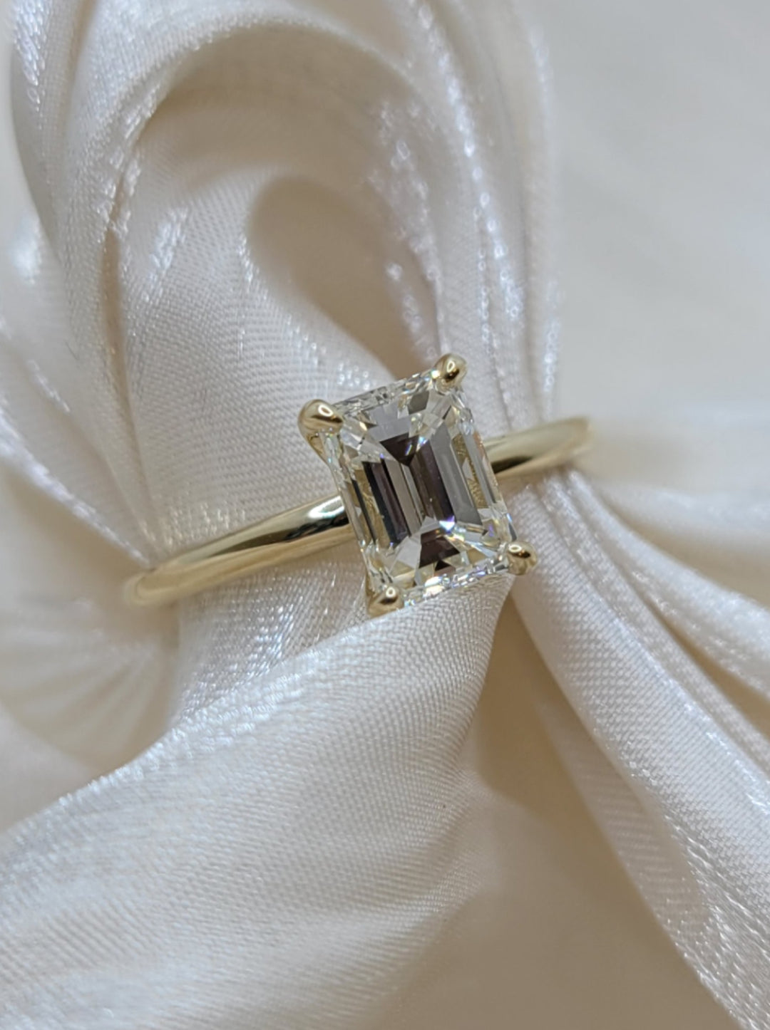 14K Yellow Gold Emerald Cut Diamond Solitaire Engagement Ring
