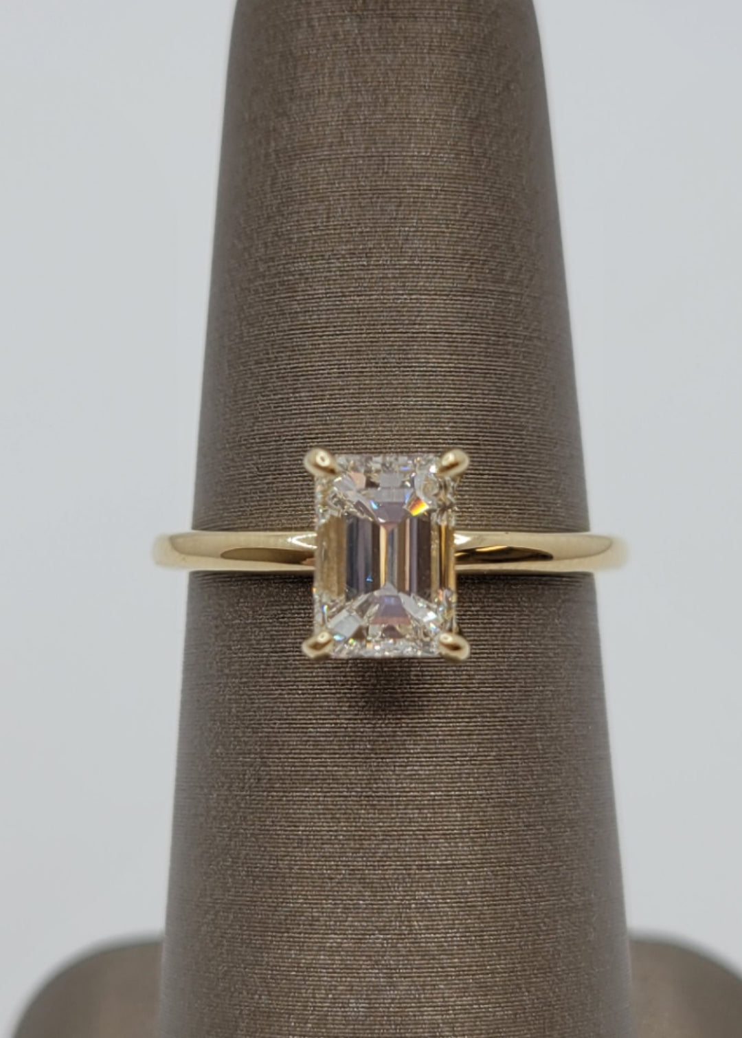 14K Yellow Gold Emerald Cut Diamond Solitaire Engagement Ring