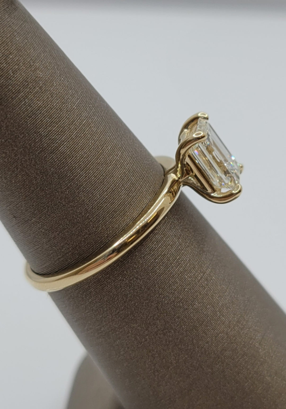 14K Yellow Gold Emerald Cut Diamond Solitaire Engagement Ring