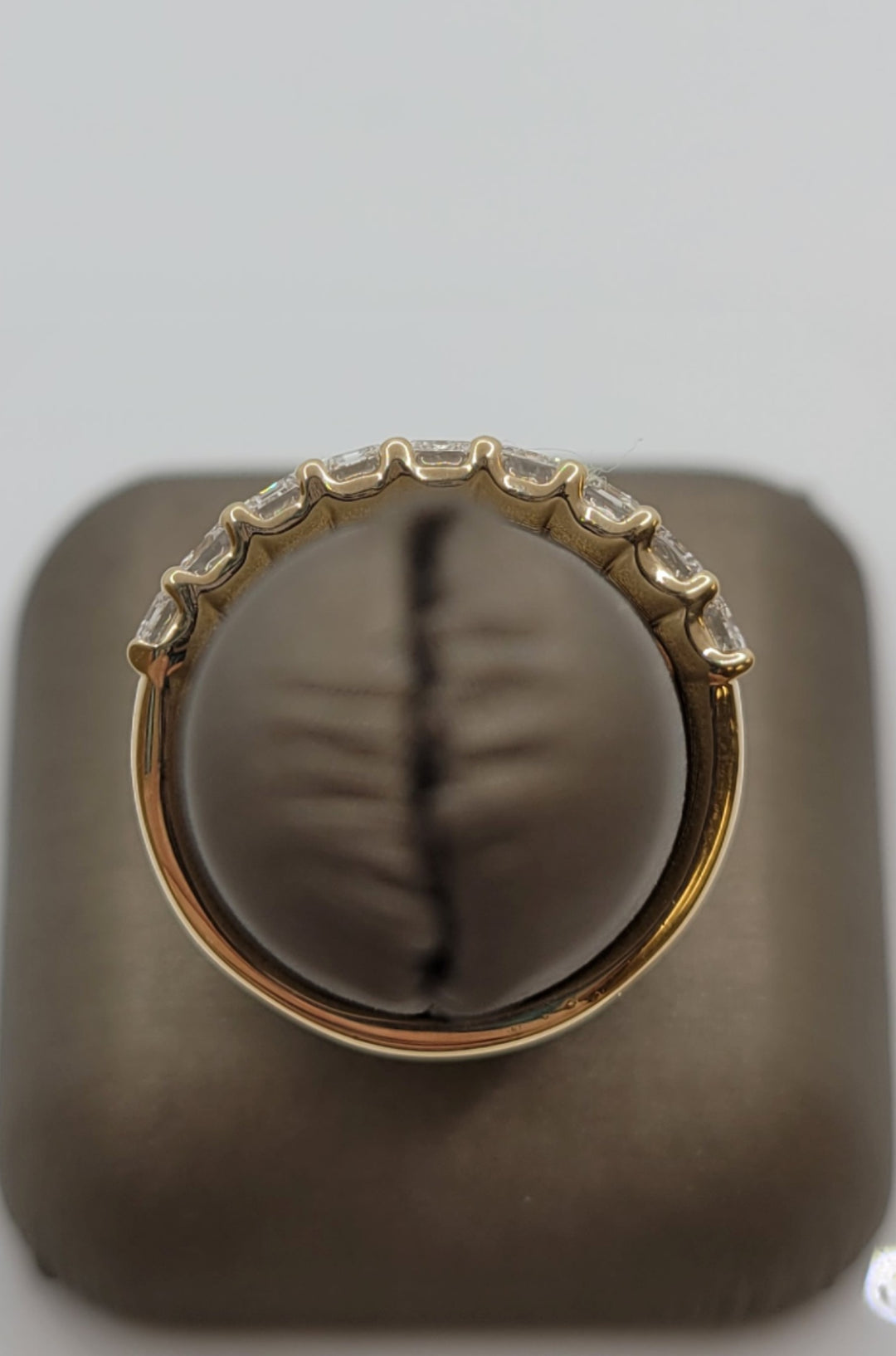 14K Yellow Gold Prong Set Emerald Wedding Band