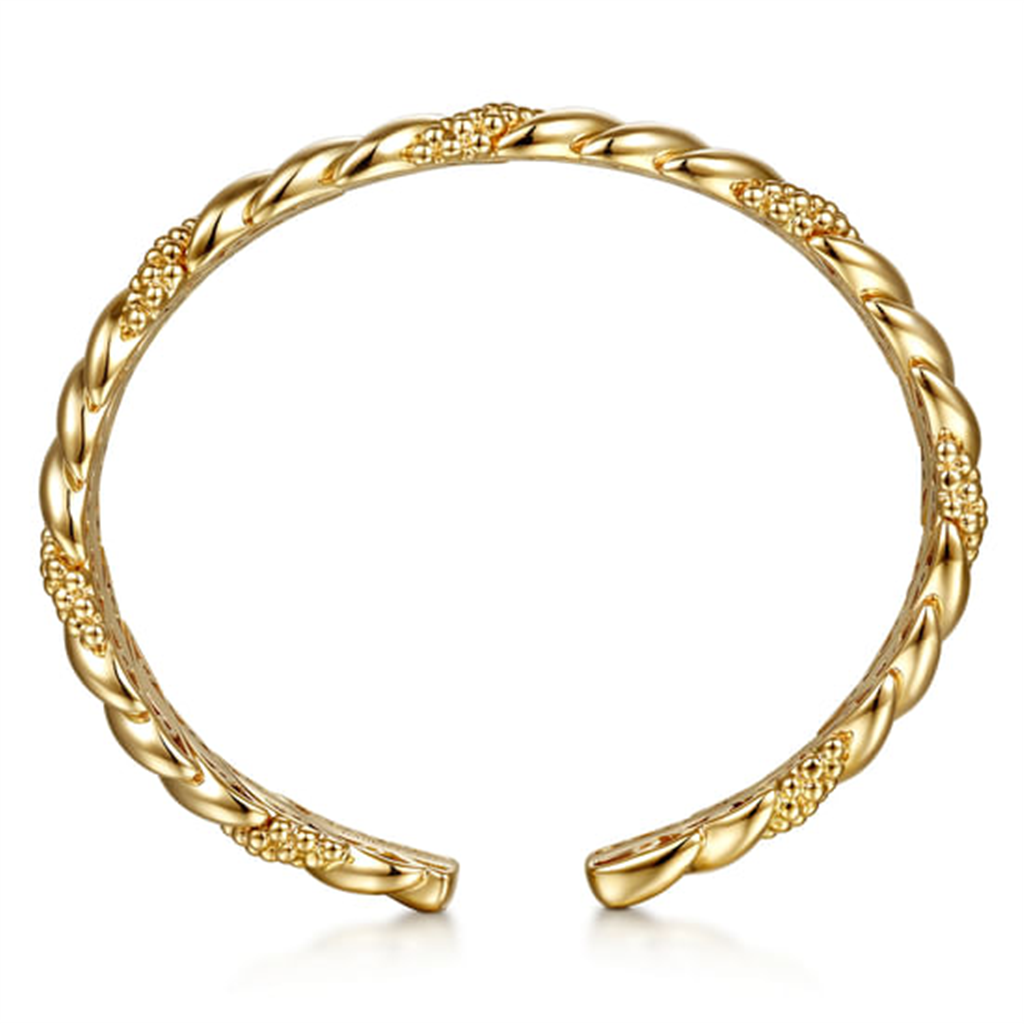 14K Yellow Plain Gold Bujukan Split Bangle Bracelet