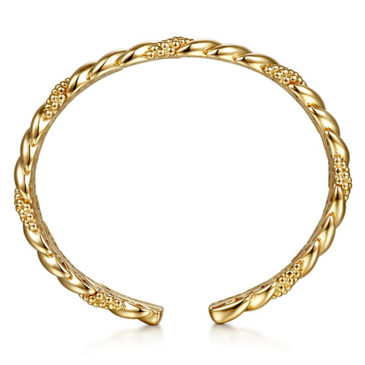 14K Yellow Plain Gold Bujukan Split Bangle Bracelet