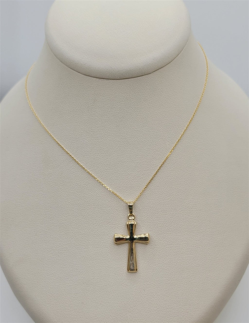 18" 10K Yellow Gold Polished Cross Necklace