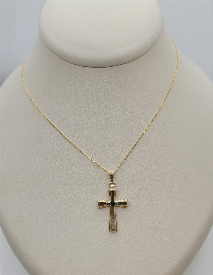 18" 10K Yellow Gold Polished Cross Necklace