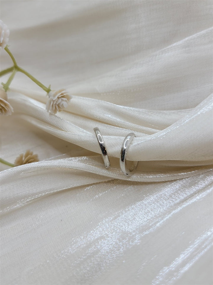 14K White Hinged 12.5 mm Hoop Earrings