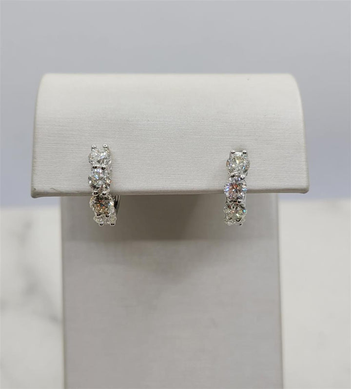 14K White Gold 2.48 ctw Round cut Diamond Hoop Earrings