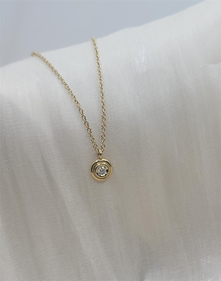 14K Yellow Gold 0.03 ctw Round cut Gabriel & Co. Diamond Necklace