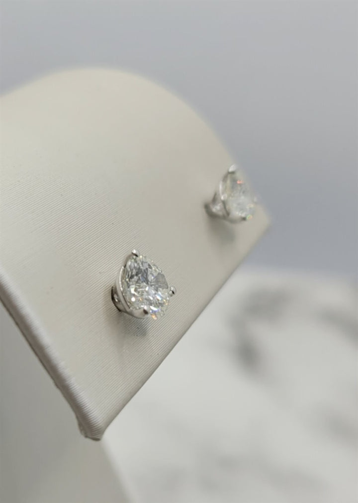 14K White Gold 1.50 Twt Round Cut Diamond Stud Earrings