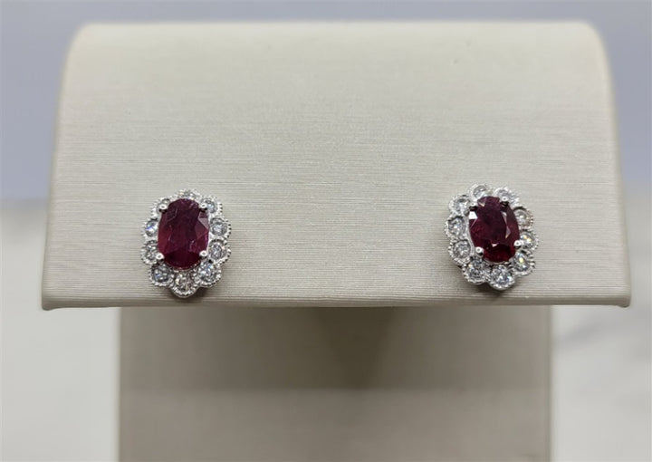 18K White Gold ctw Oval cut Gemstone Earrings
