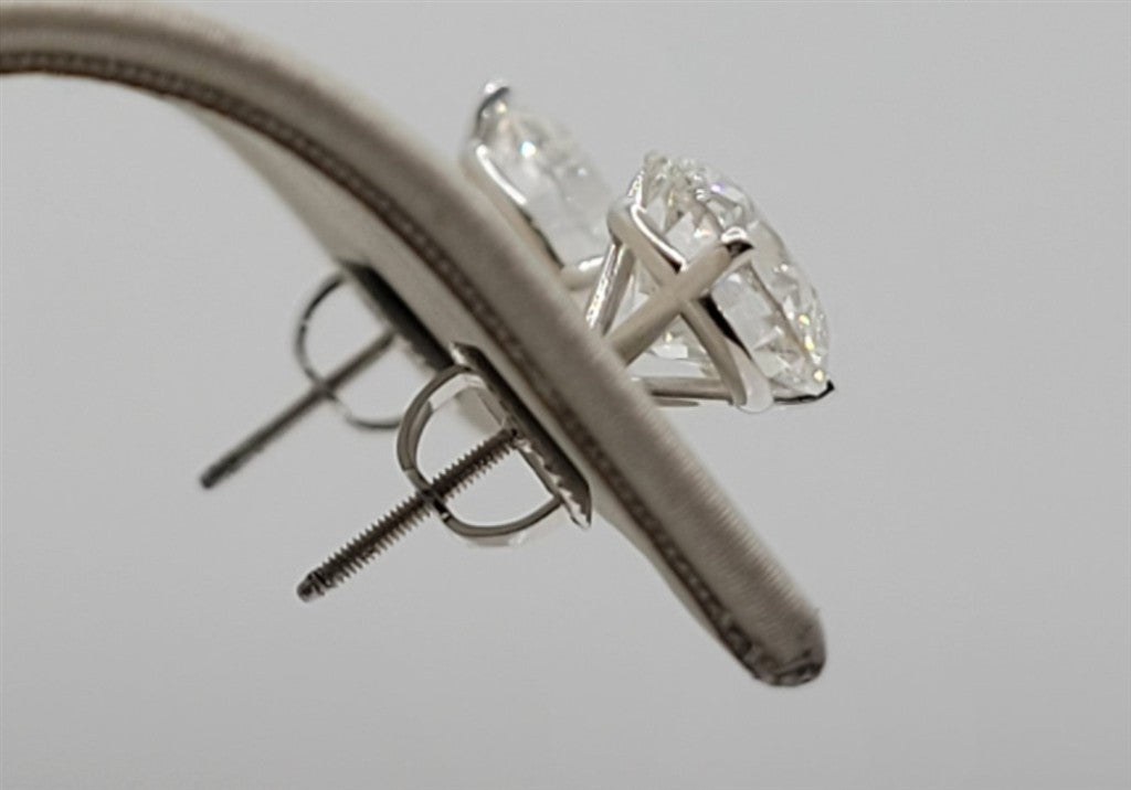 14K White Gold 4.00 Twt Round Cut Lab Grown Stud Earrings