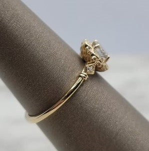 14K Yellow Gold Halo Diamond Engagement Ring