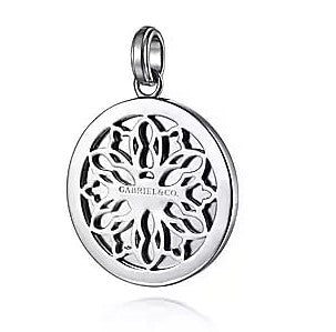 Men's Sterling Silver "Gabriel & Co" Black Spinel Compass Pendant