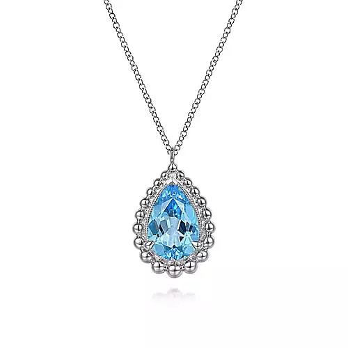 Sterling Silver "Gabriel & Co." Blue Topaz Fashion Silver Necklace