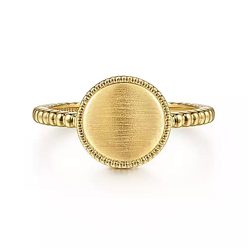 14K Yellow Gold Signet Gold Fashion Ring