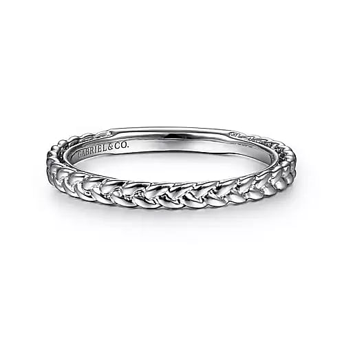 14K White Gold Braided Fashion Ring