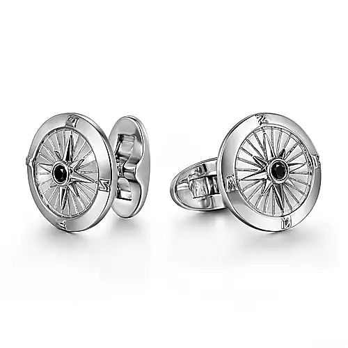Sterling Silver "Gabriel & Co." Black Spinel Cuff Links