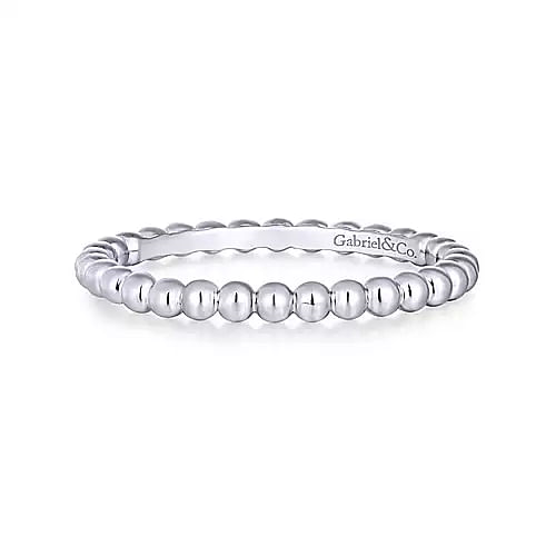 14K White Gold  Beaded "Gabriel & Co."  Gold Fashion Ring