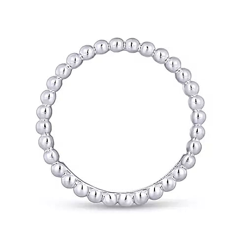 14K White Gold  Beaded "Gabriel & Co."  Gold Fashion Ring
