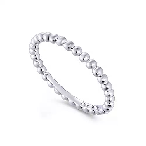 14K White Gold  Beaded "Gabriel & Co."  Gold Fashion Ring