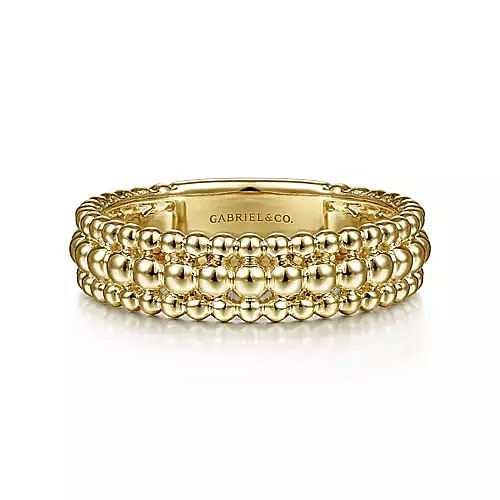 14K Yellow Gold Beaded Bujukan Gold Fashion Ring