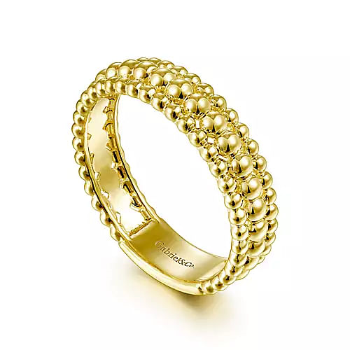 14K Yellow Gold Beaded Bujukan Gold Fashion Ring