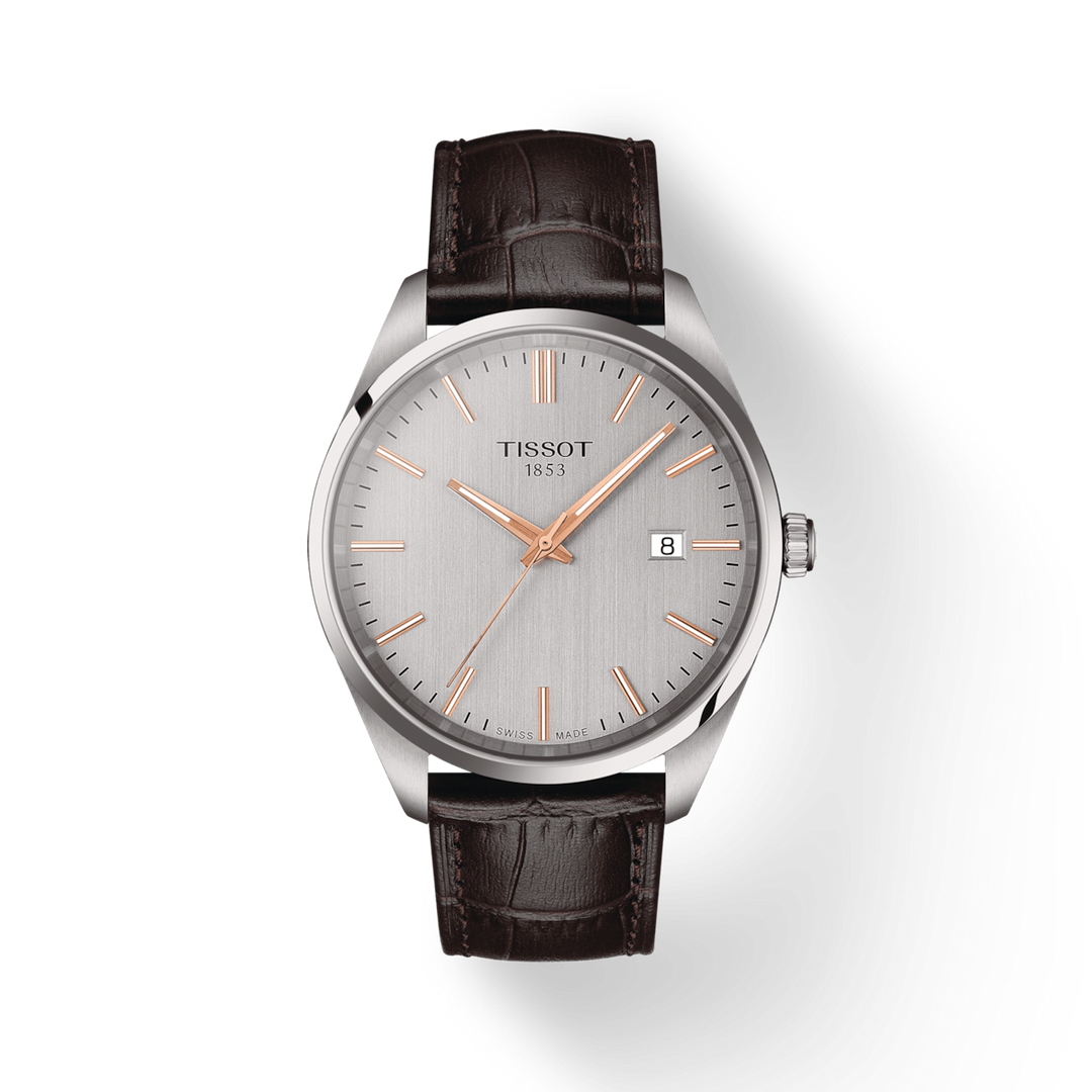 Tissot Stainless Steel & Black Leather PR 100 Watch
