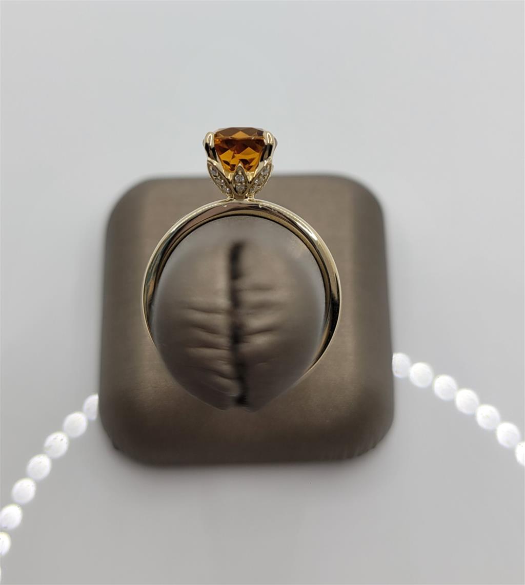 14K Yellow Gold Citrine & Diamond Fashion Ring