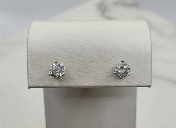 14K White Gold 1.81 ctw Round cut Diamond Stud Earrings