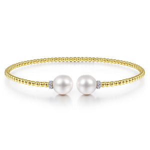 14K Yellow Gold Gabriel & Co. Bujukan 0.05 ctw Round cut Diamond Bracelet