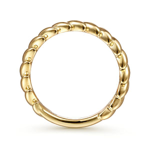 14K Yellow Gold Tilted Leaf Fashion Ring