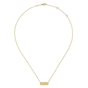 14K Yellow Gold Engravable Bar Necklace