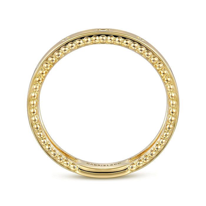 14K Yellow Gold "Gabriel & Co" Bujukan Diamond Bezel Wide Stackable Ring