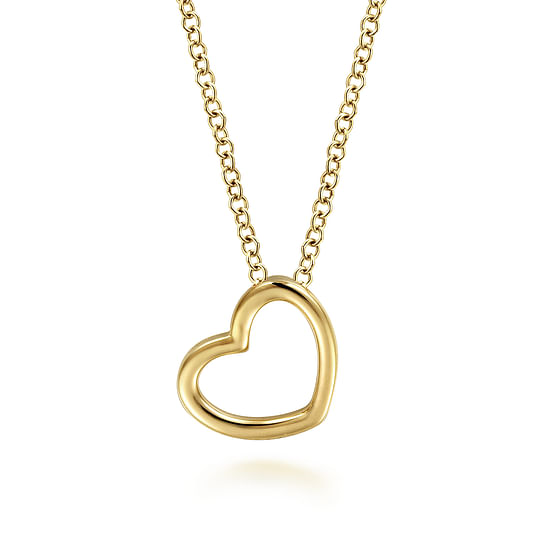 16" 14K Yellow Gold Heart Necklace