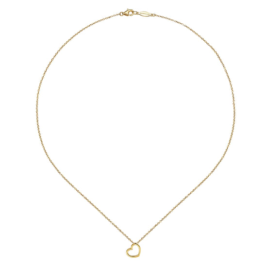 16" 14K Yellow Gold Heart Necklace