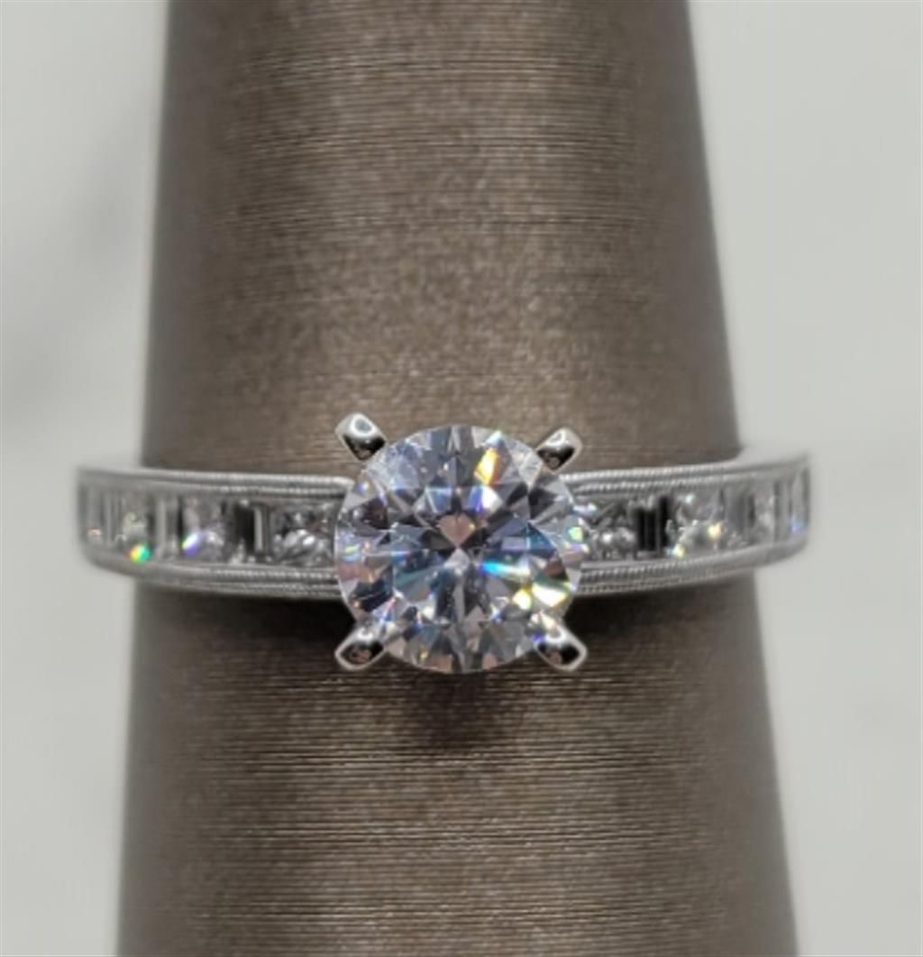 14K White Gold Channel Diamond Mounting Ring