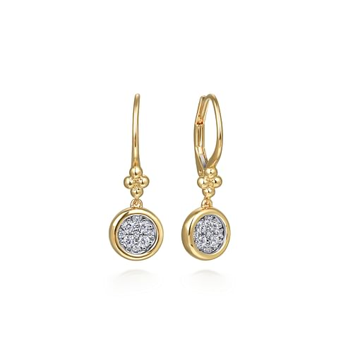 14K Yellow Gold "Gabriel & Co. " Bujukan Diamond Cluster Fashion Earrings