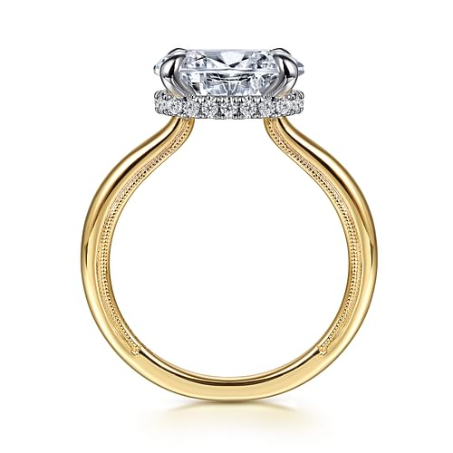 14K Two-Tone Gold Hidden Halo Gabriel & Co Diamond Engagement Ring