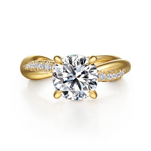 14K Yellow Gold Twist Gabriel & Co Diamond Engagement Ring