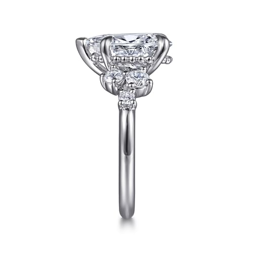 14K White Gold Beaded Halo Gabriel & Co Diamond Engagement Ring