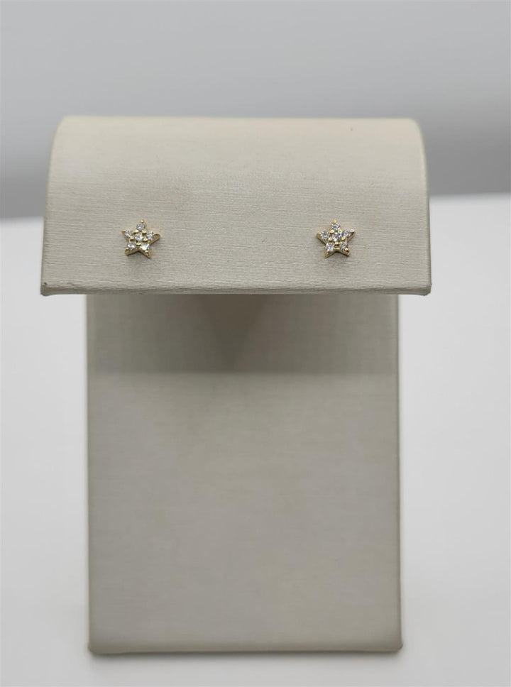 14K Yellow Gold "Star Studs " Diamond Fashion Earrings