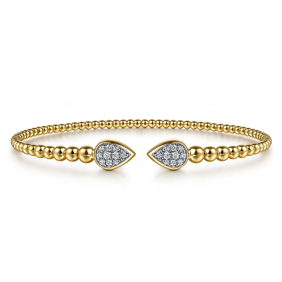 14K Yellow Gold Bujukan Pave Diamond Split Bangle Bracelet