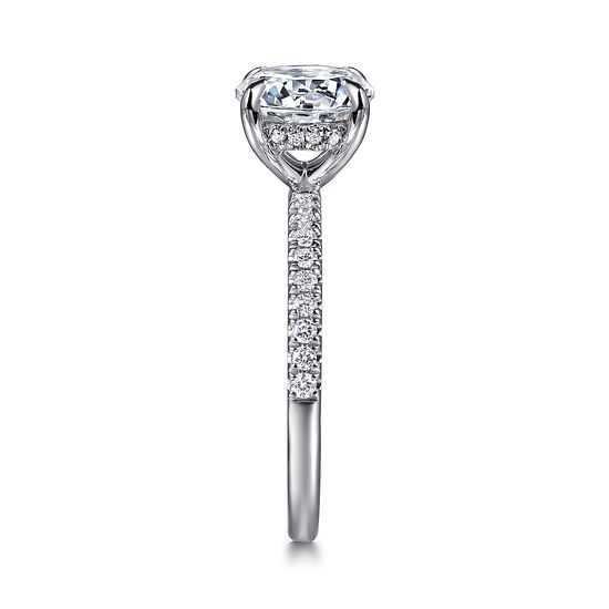 14K White Gold Hidden Halo Diamond Engagement Ring Mounting