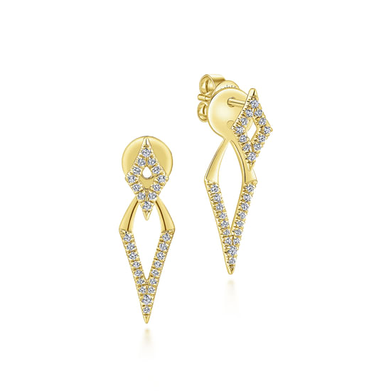 14K Yellow Gold Peek A Boo Kite Diamond Earrings