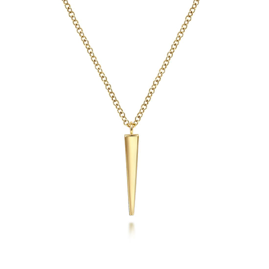 17.5" 14K Yellow Gold Spike Pendant Necklace