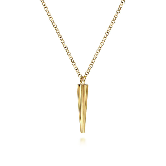 17.5" 14K Yellow Gold Spike Pendant Necklace
