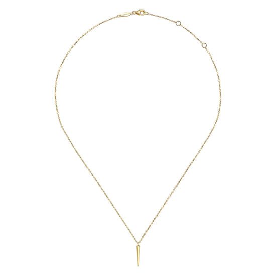 17.5" 14K Yellow Gold Spike Pendant Necklace