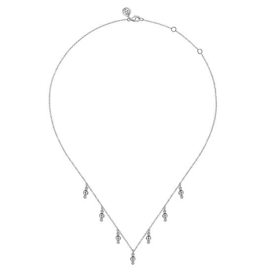 17.5" 925 Sterling Silver Beads Droplet Necklace