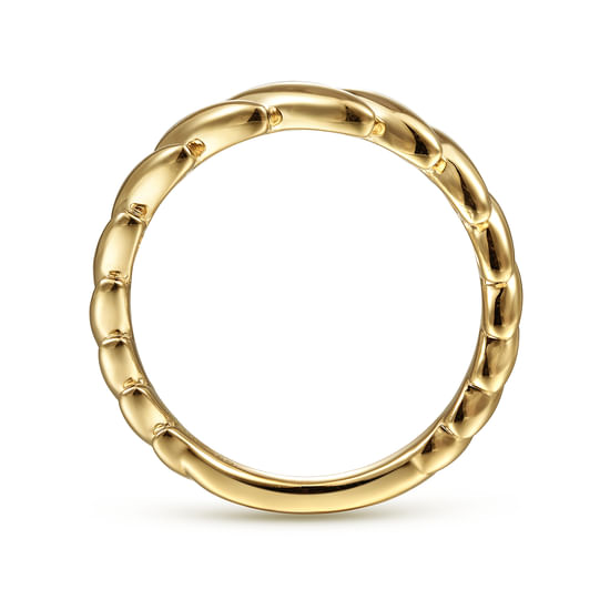 14K Yellow Gold Tilted Leaf Ring