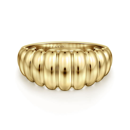 14K Yellow Gold Graduating Dome Stations Ring